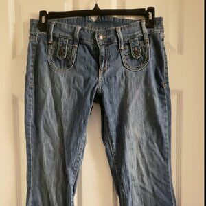 Old Navy The Diva Flare Blue Jeans Denim Size 6 Festival Hippie Boho Distressed